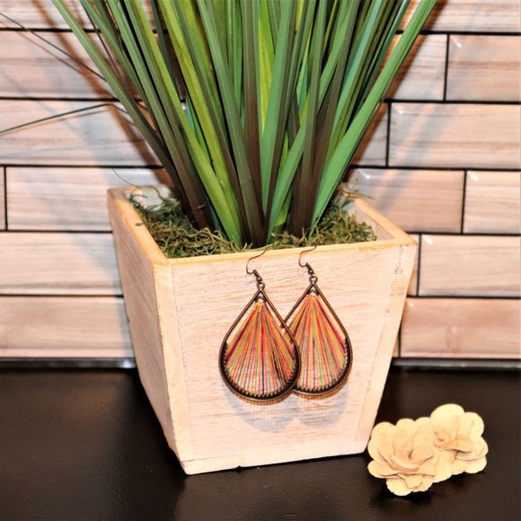 Multicolor Thread Teardrop Earrings - Picture 5 of 5